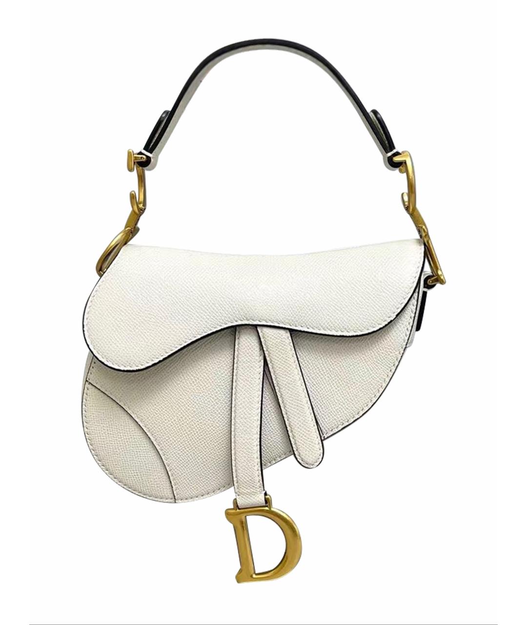 CHRISTIAN DIOR Белая кожаная сумка с короткими ручками, фото 1