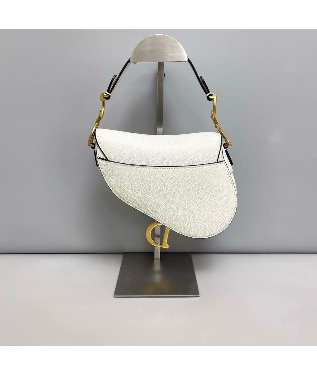 CHRISTIAN DIOR Белая кожаная сумка с короткими ручками, фото 2