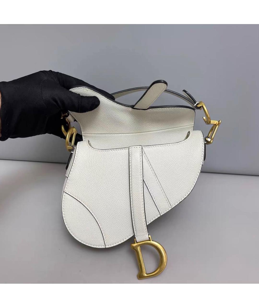 CHRISTIAN DIOR Белая кожаная сумка с короткими ручками, фото 4