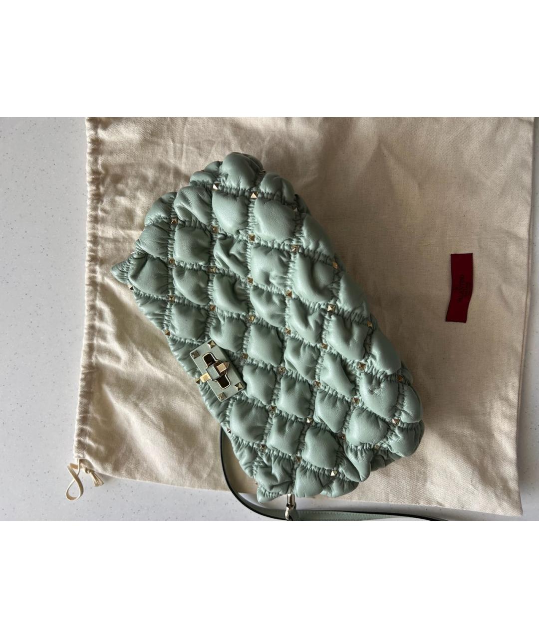VALENTINO Бирюзовая кожаная сумка через плечо, фото 2