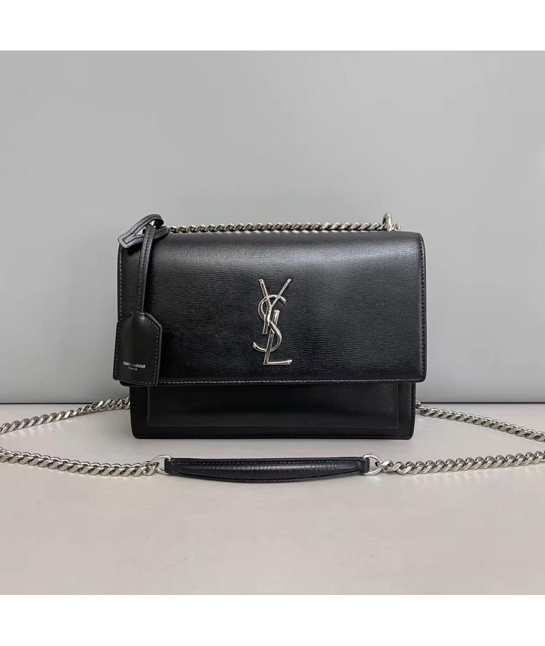 SAINT LAURENT Черная кожаная сумка через плечо, фото 9