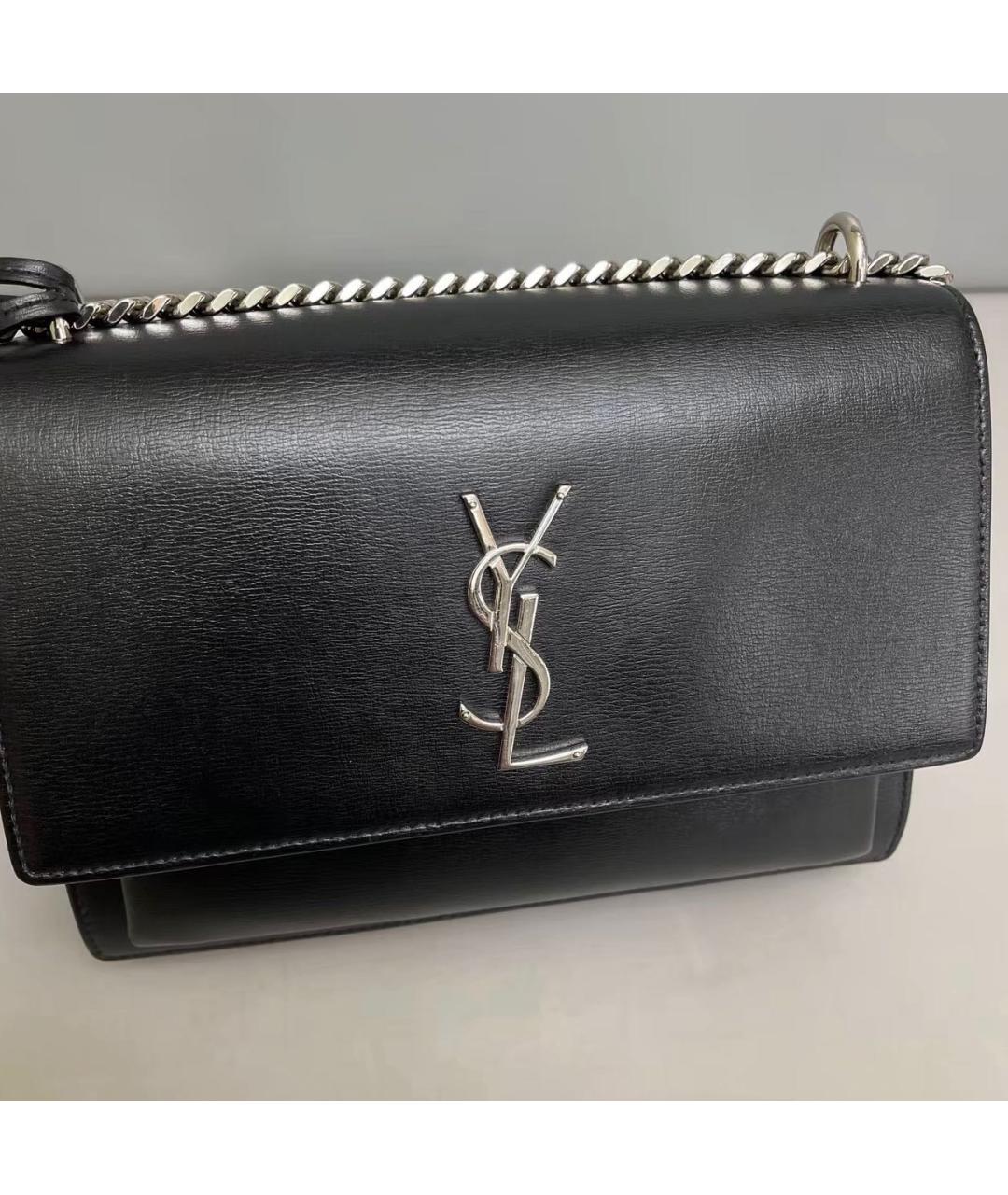 SAINT LAURENT Черная кожаная сумка через плечо, фото 7