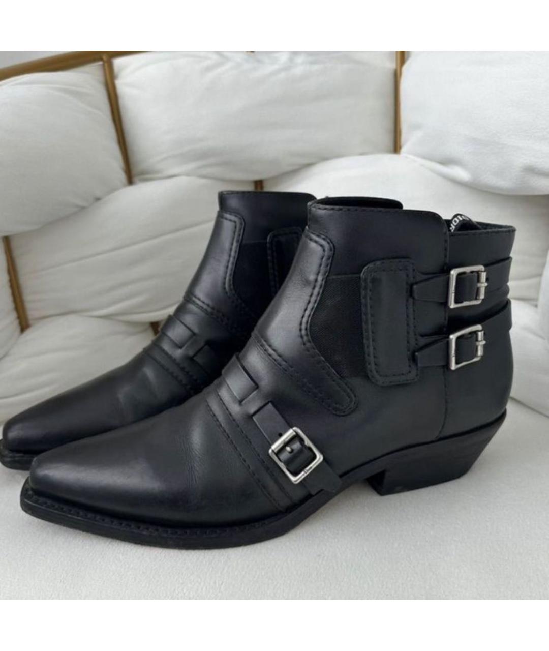 CHRISTIAN DIOR Черные кожаные полусапоги, фото 5