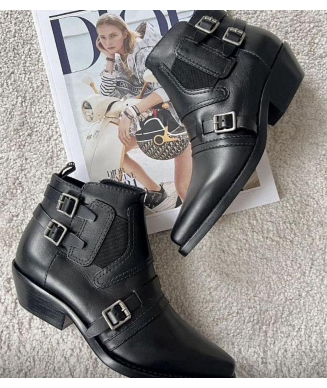 CHRISTIAN DIOR Черные кожаные полусапоги, фото 4