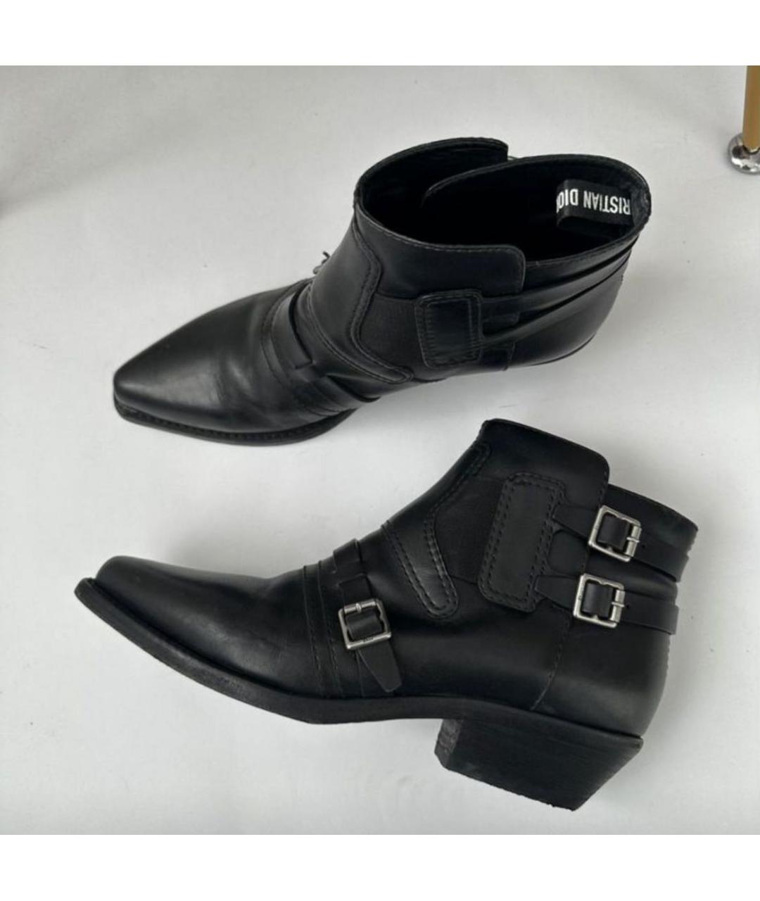 CHRISTIAN DIOR Черные кожаные полусапоги, фото 2
