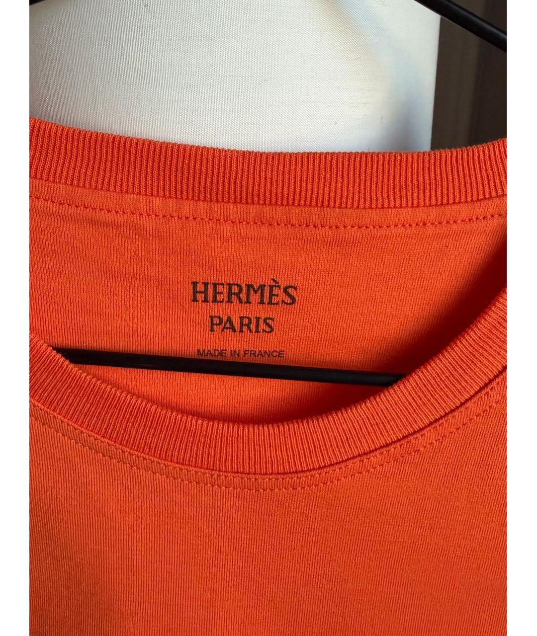 HERMES Оранжевая хлопковая футболка, фото 3