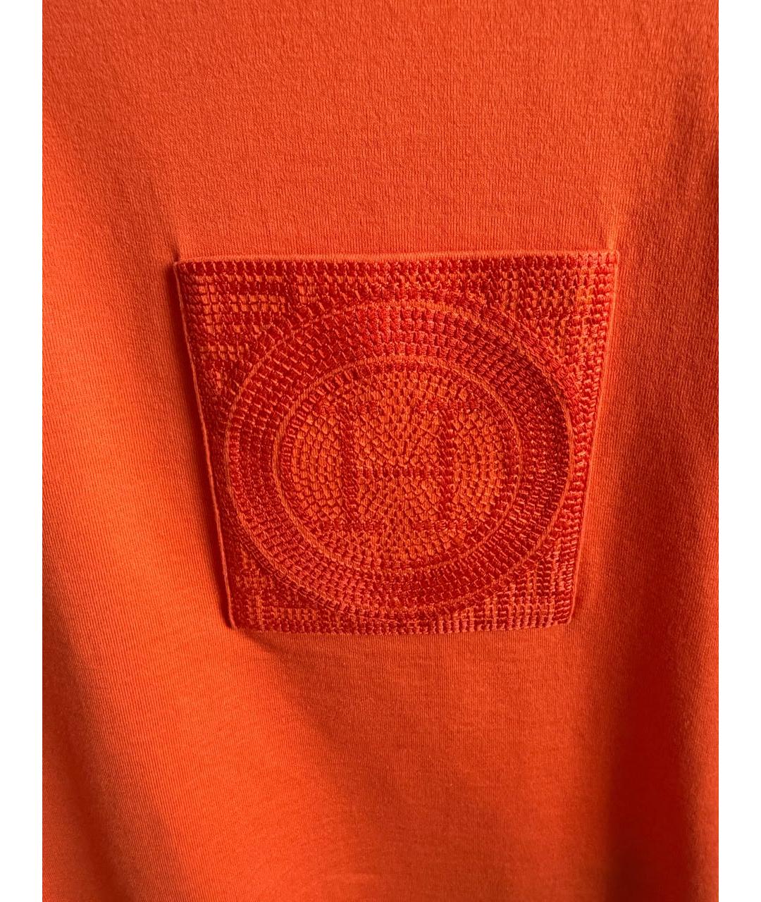 HERMES Оранжевая хлопковая футболка, фото 4