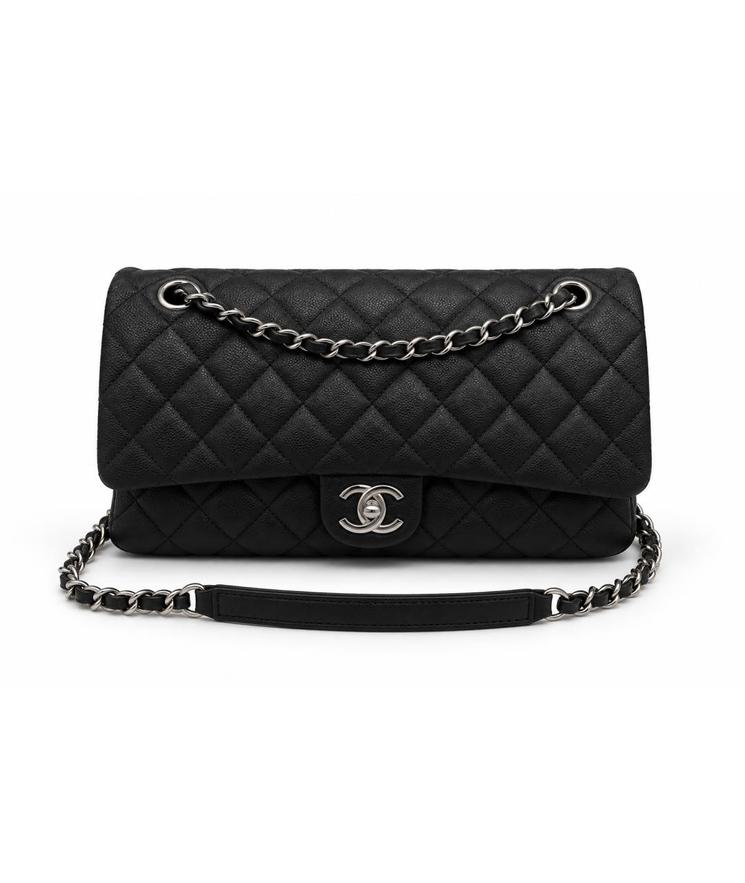 CHANEL Черная кожаная сумка тоут, фото 10