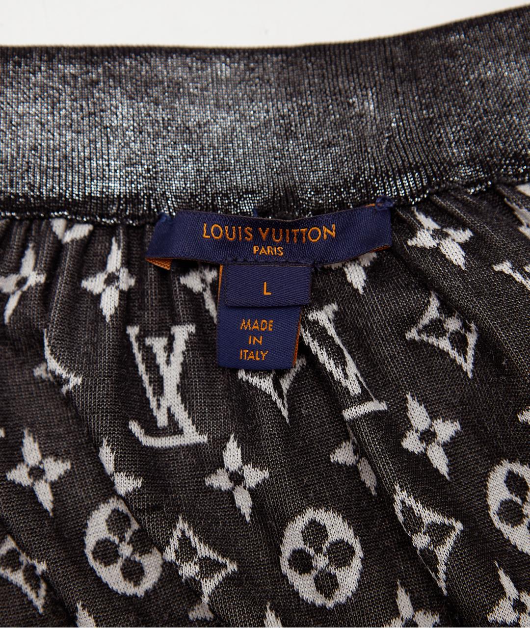 LOUIS VUITTON Серая шелковая юбка миди, фото 3