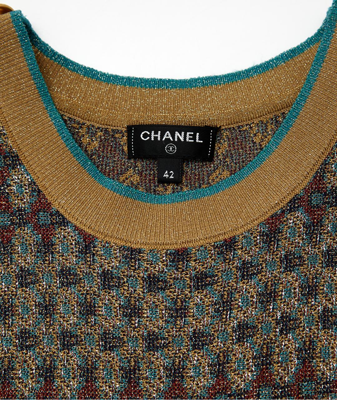 CHANEL Зеленое вискозное повседневное платье, фото 3