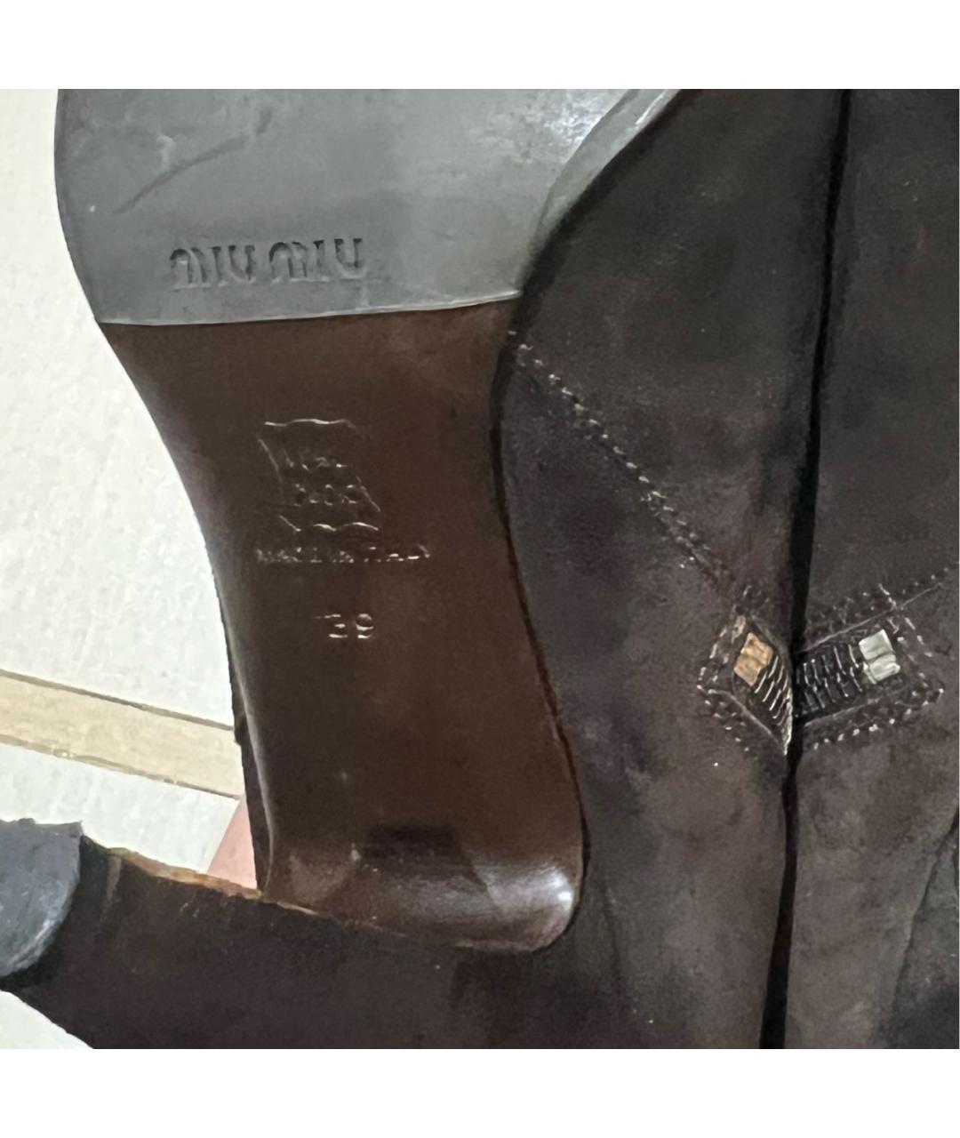 MIU MIU Коричневые замшевые сапоги, фото 7
