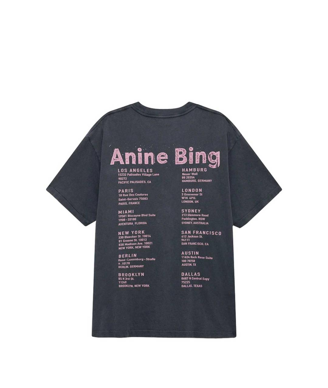 ANINE BING Серая хлопковая футболка, фото 4