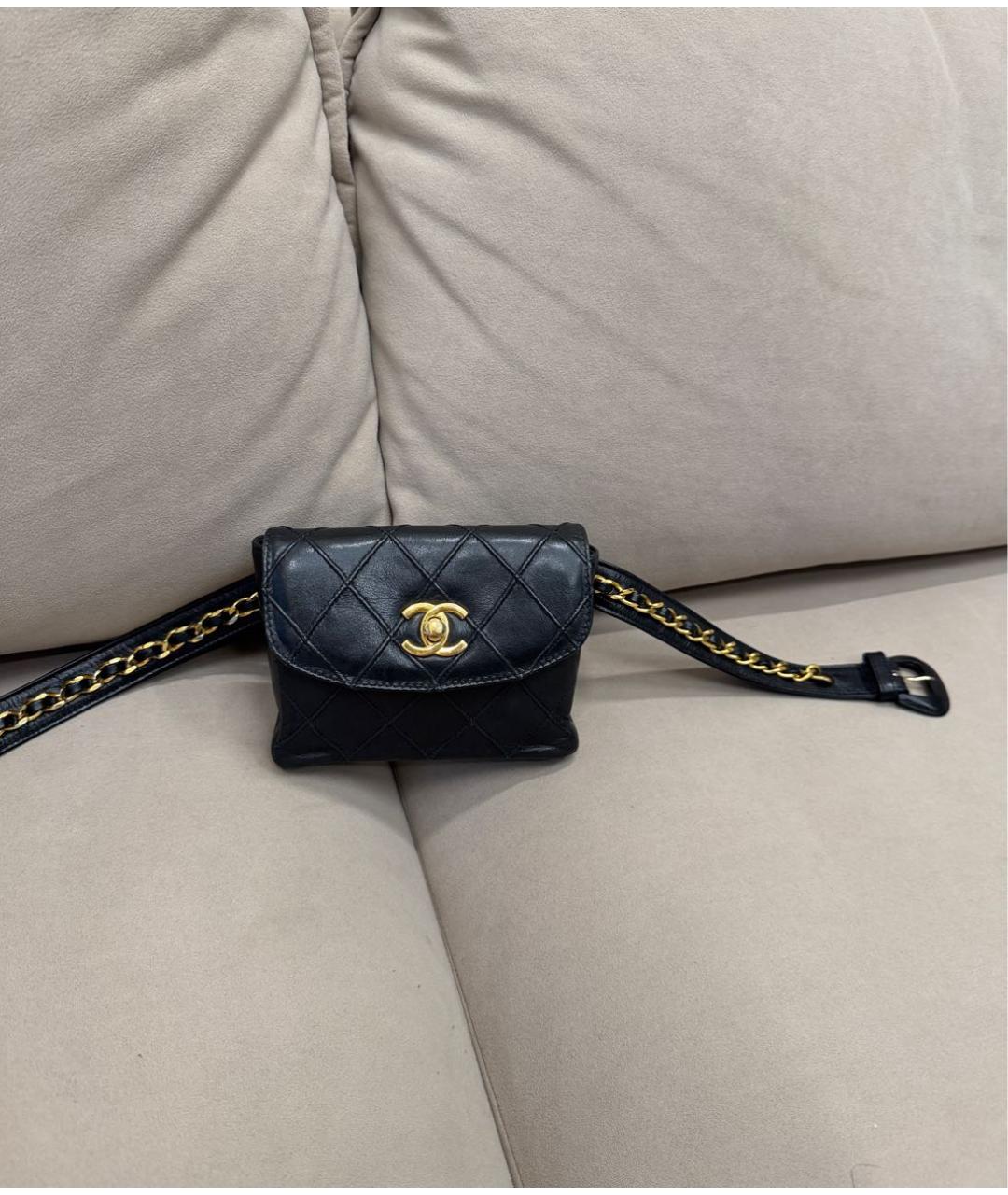 CHANEL Черная кожаная поясная сумка, фото 9