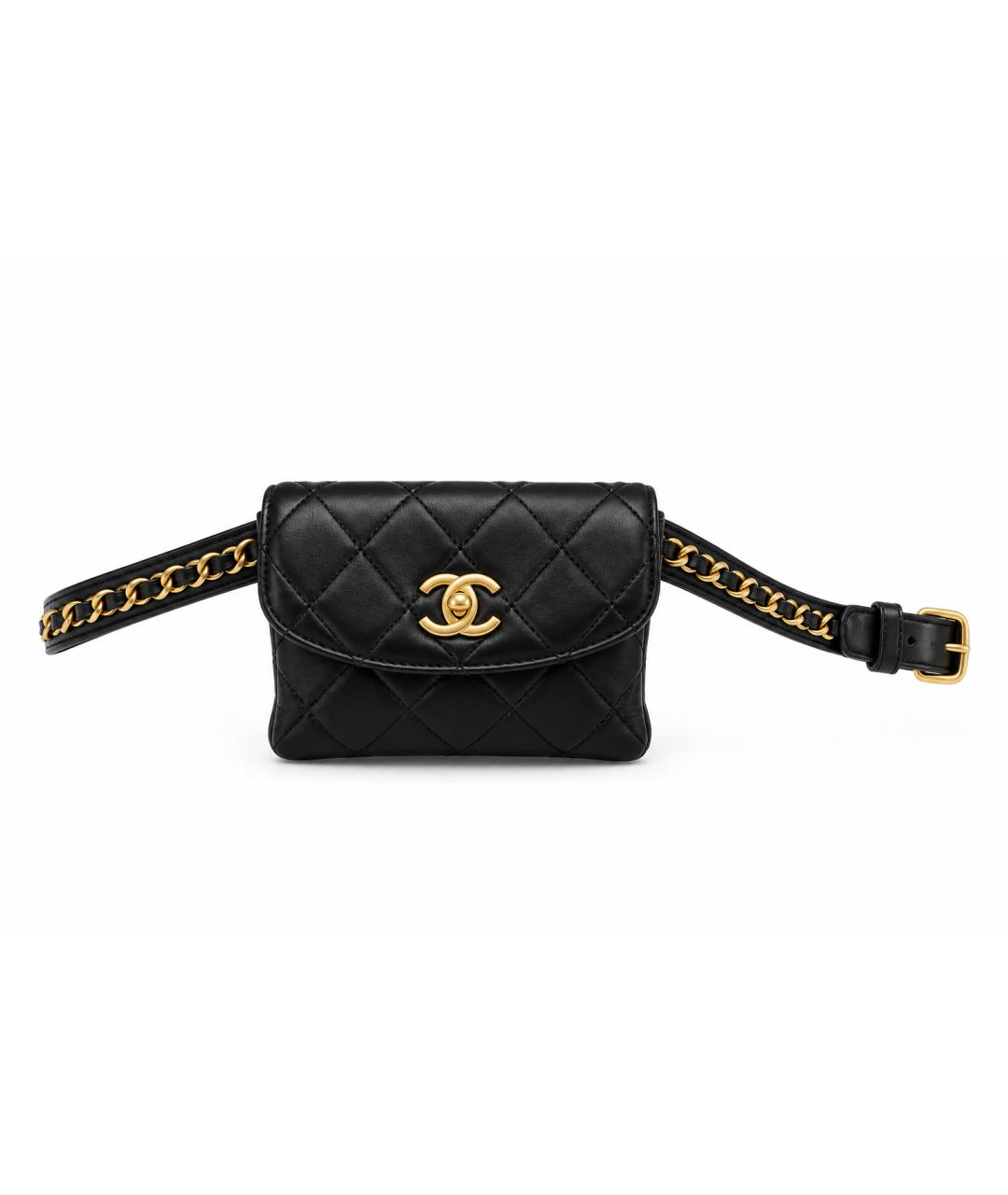 CHANEL Черная кожаная поясная сумка, фото 10