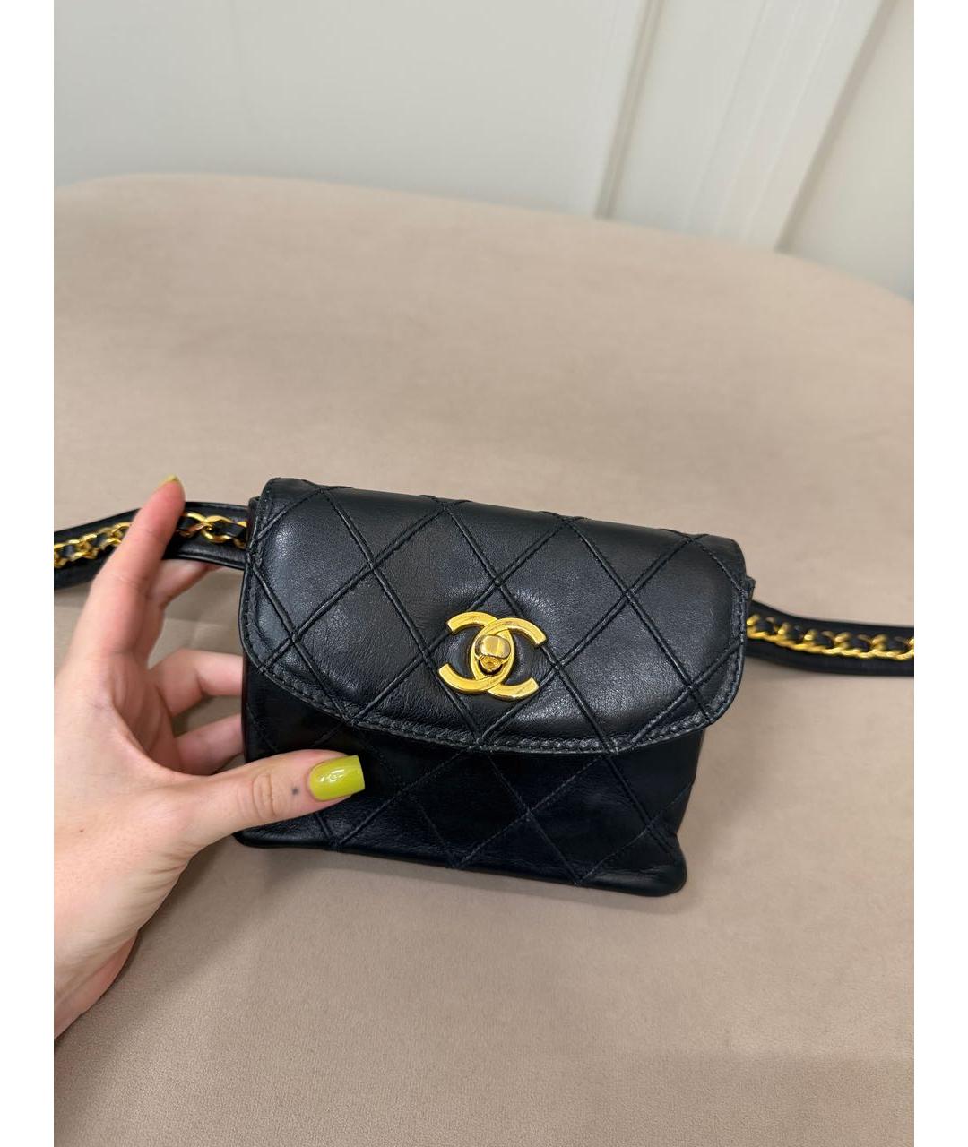 CHANEL Черная кожаная поясная сумка, фото 2