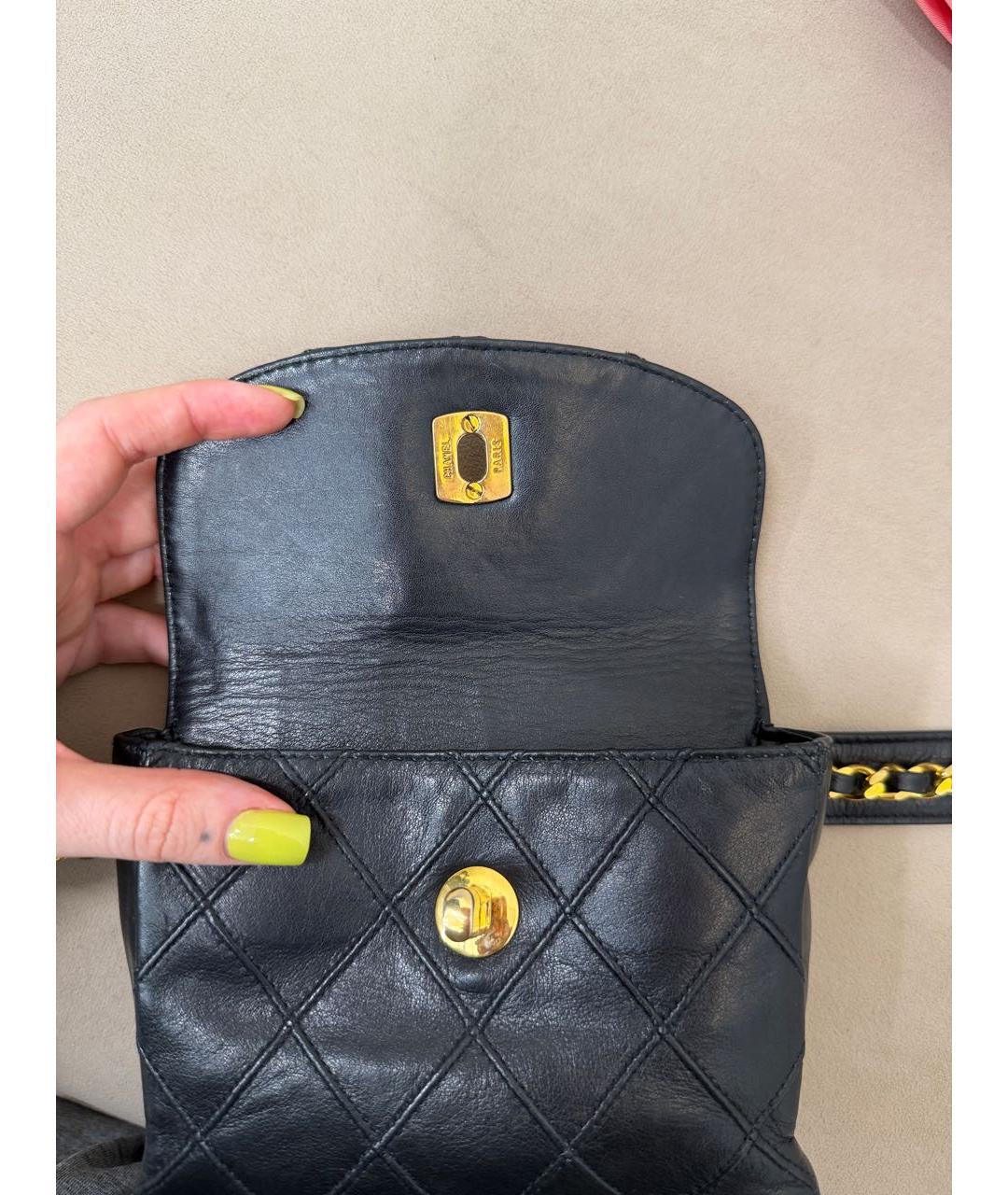 CHANEL Черная кожаная поясная сумка, фото 6