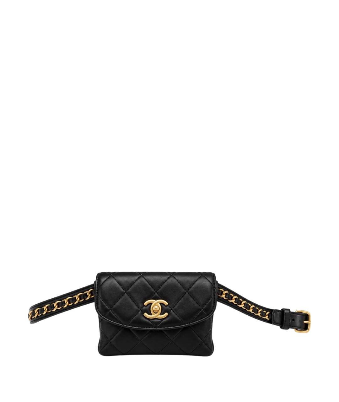CHANEL Черная кожаная поясная сумка, фото 1