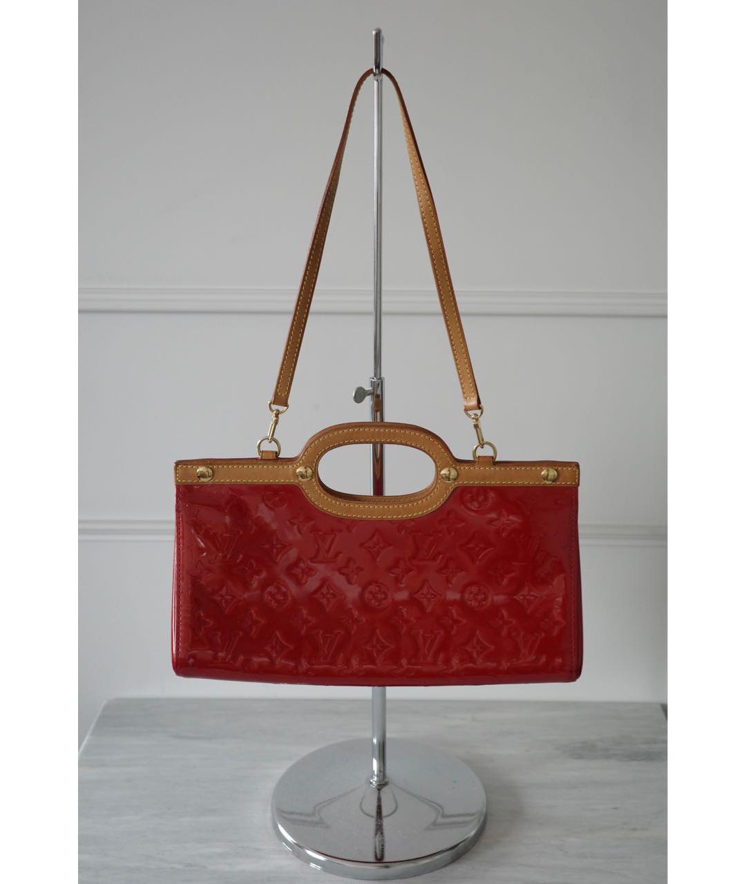 LOUIS VUITTON Красная кожаная сумка тоут, фото 8