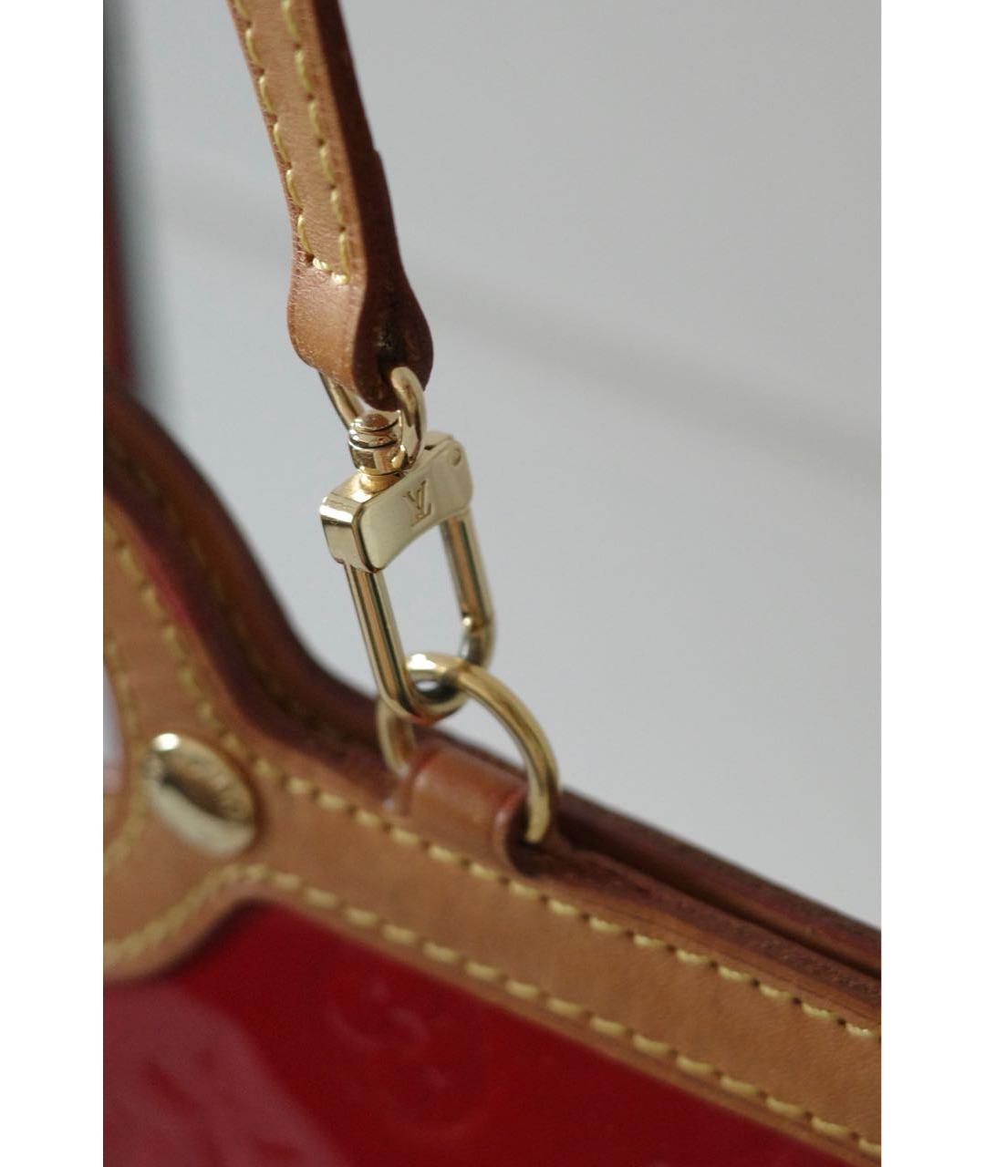 LOUIS VUITTON Красная кожаная сумка тоут, фото 6
