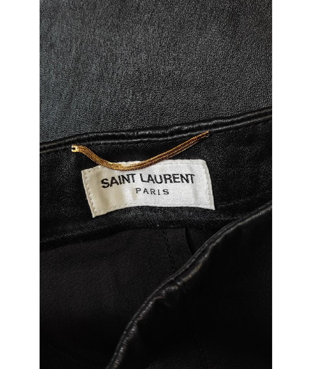 SAINT LAURENT Черные кожаные брюки узкие, фото 4