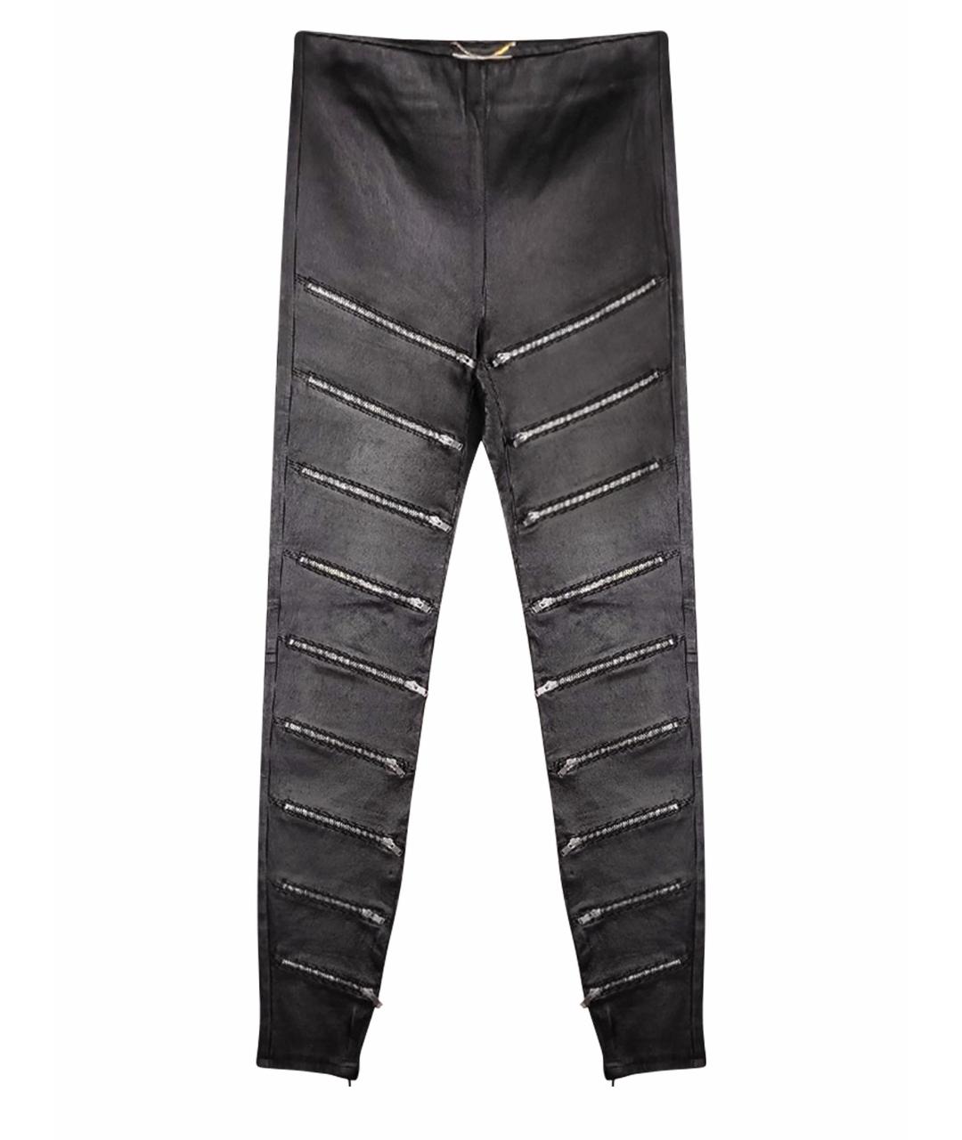 SAINT LAURENT Черные кожаные брюки узкие, фото 1