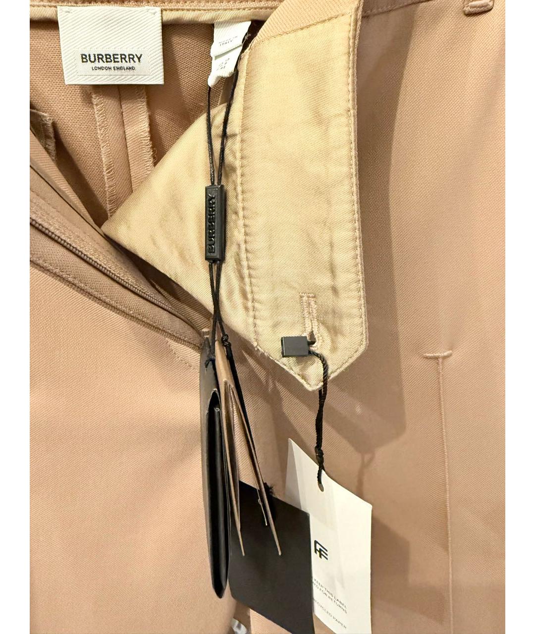 BURBERRY Бежевые шерстяные брюки узкие, фото 6