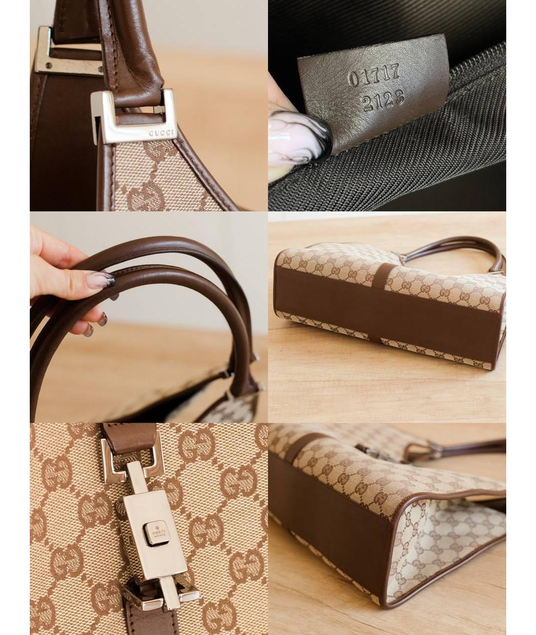 GUCCI Бежевая сумка тоут из канвы, фото 5