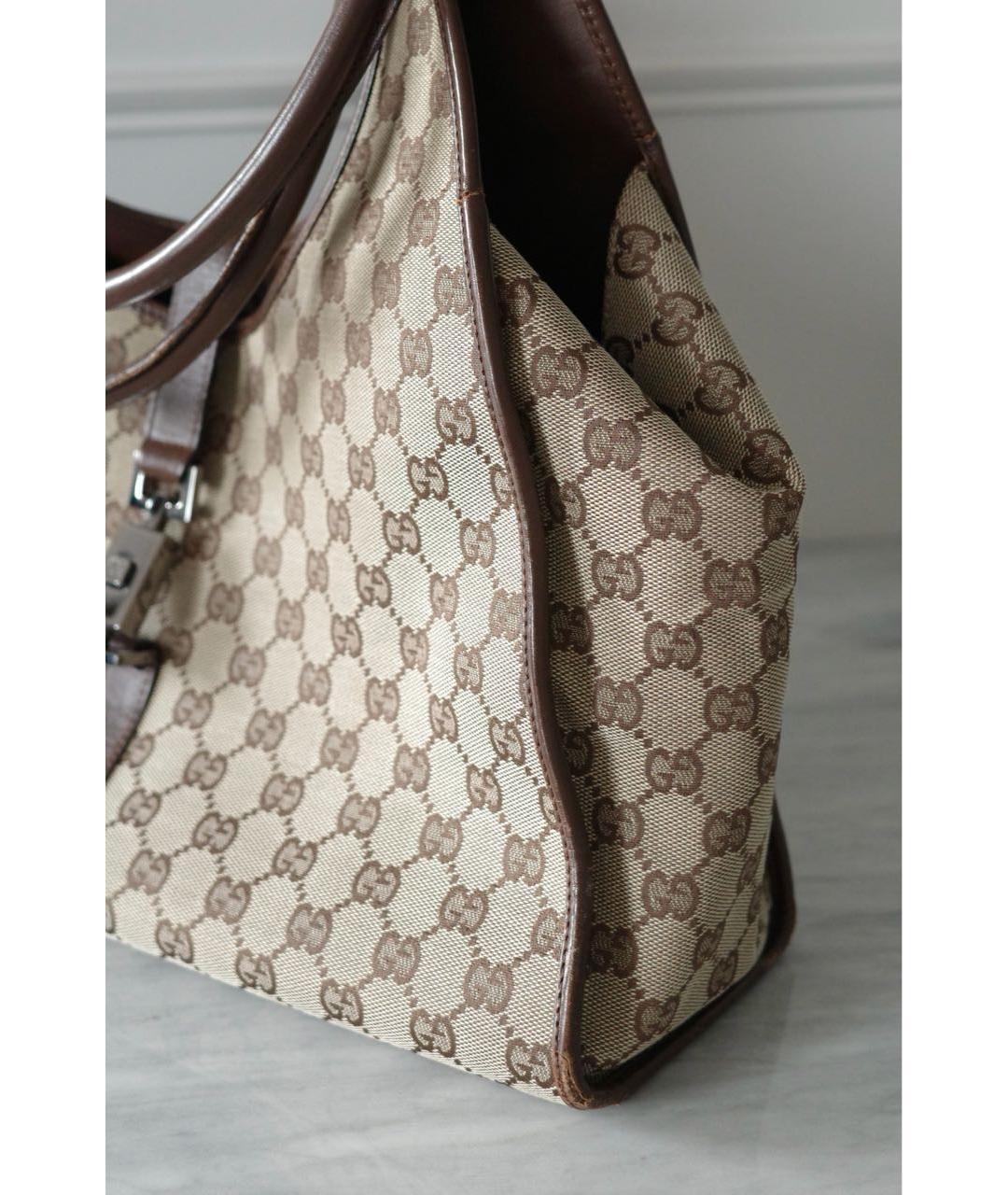 GUCCI Бежевая сумка тоут из канвы, фото 4