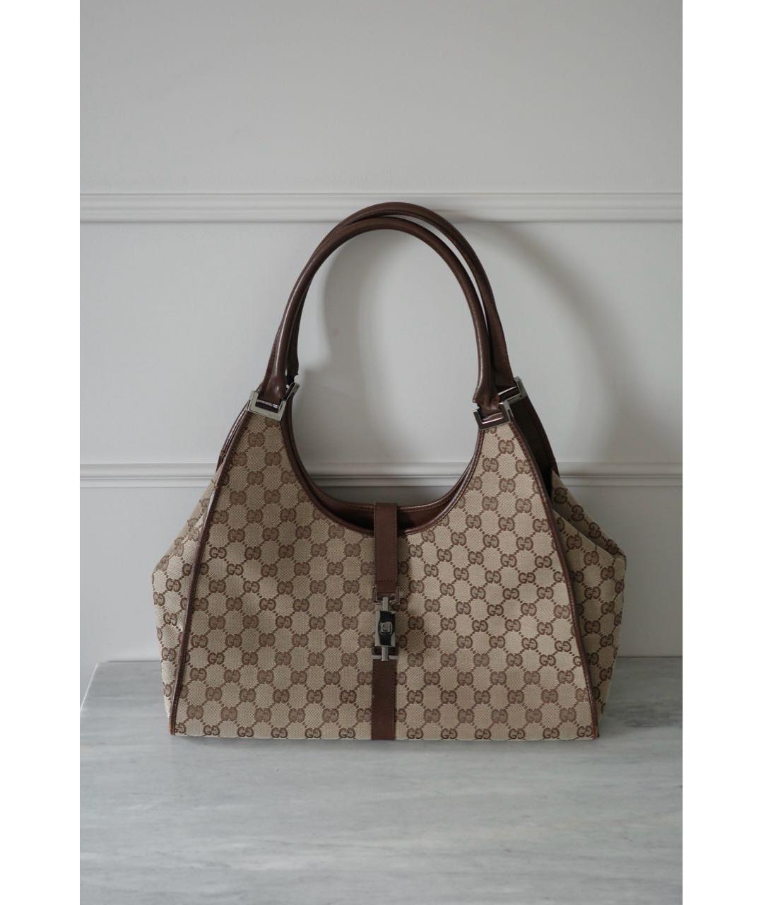 GUCCI Бежевая сумка тоут из канвы, фото 6