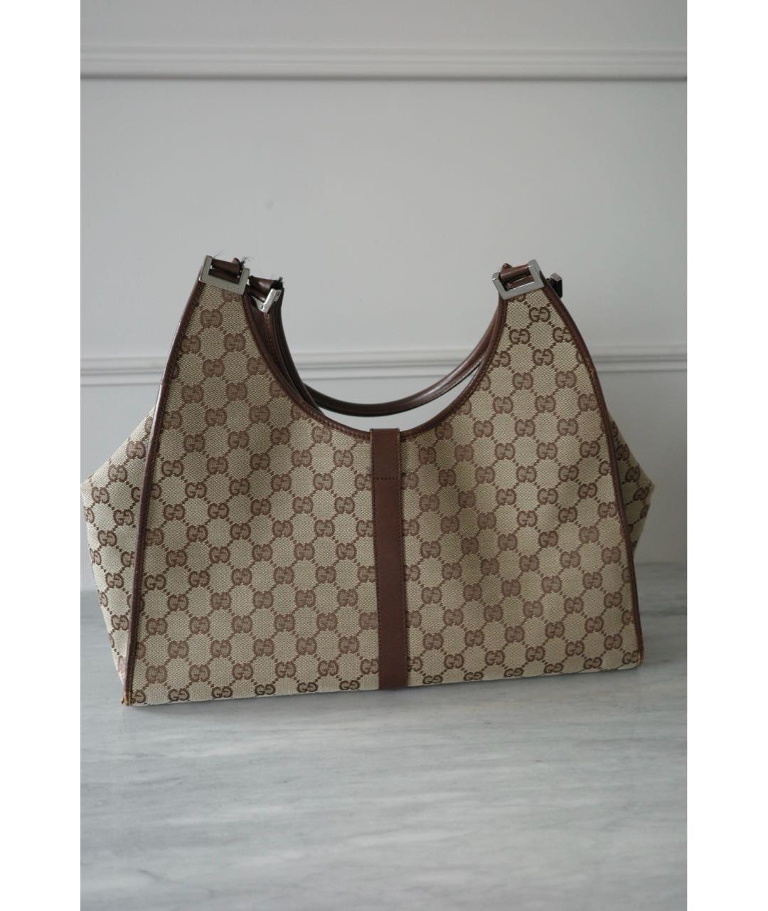 GUCCI Бежевая сумка тоут из канвы, фото 3