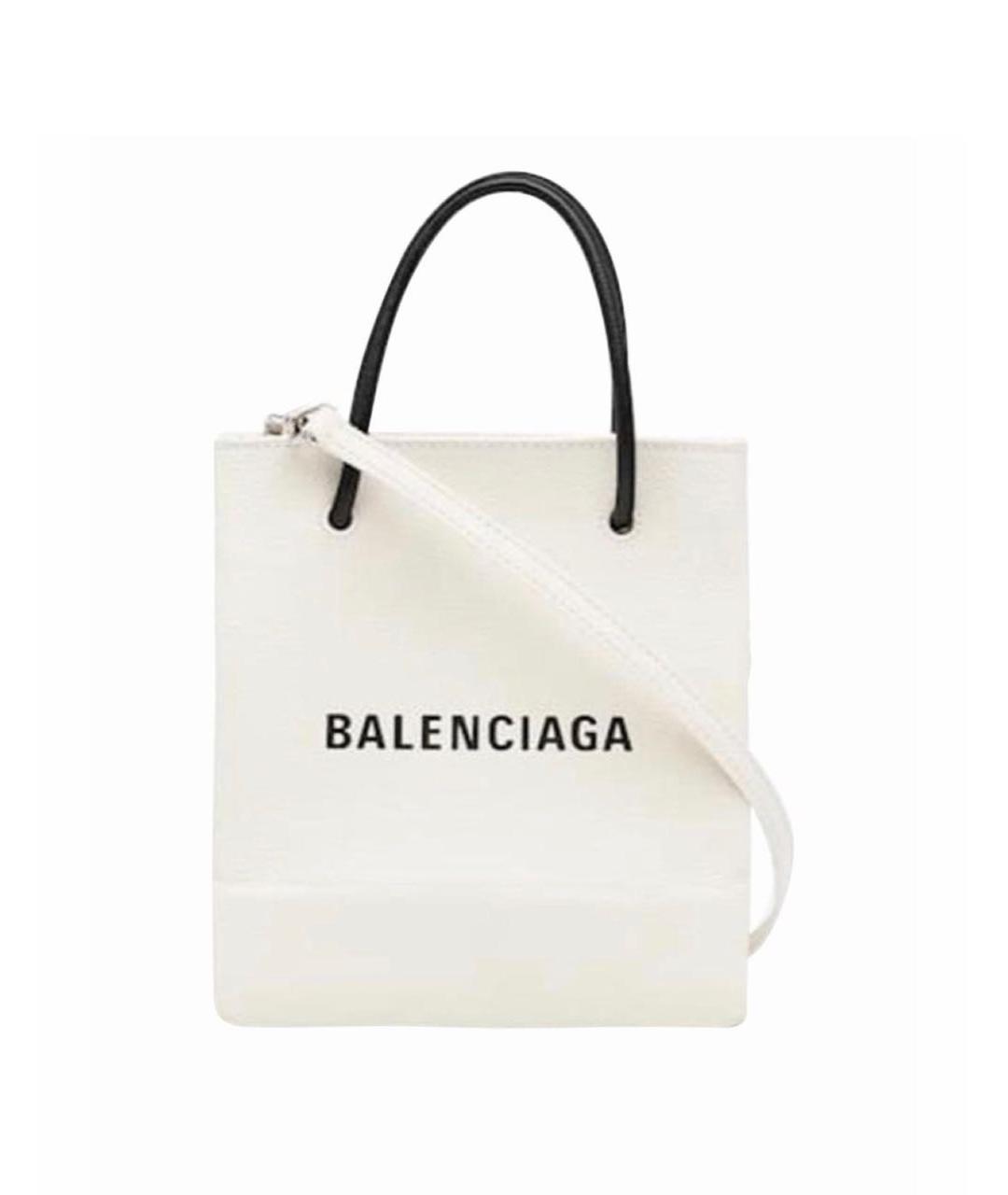 BALENCIAGA Белая кожаная сумка через плечо, фото 7