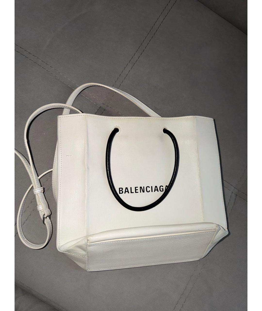 BALENCIAGA Белая кожаная сумка через плечо, фото 6