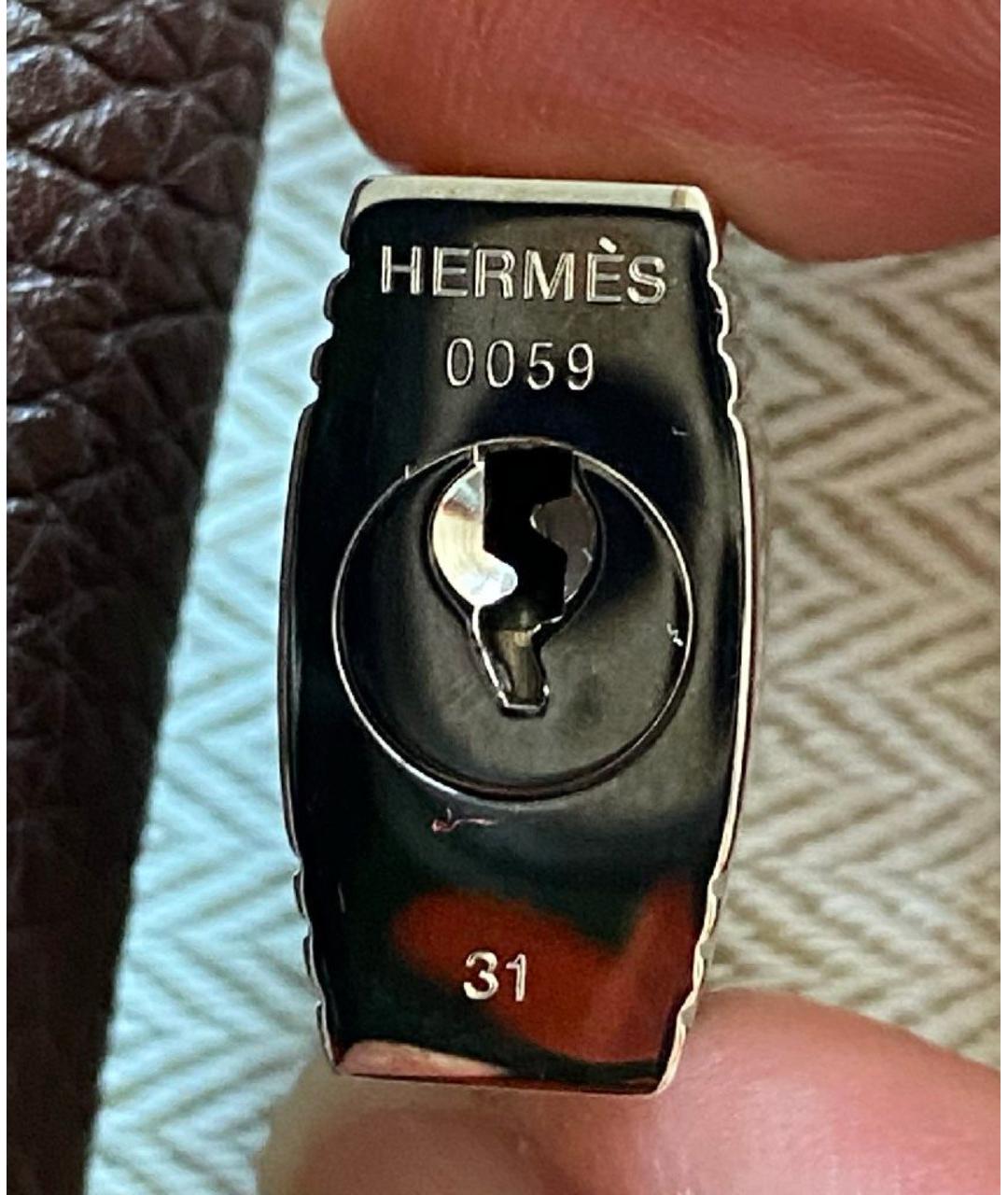 HERMES Коричневая кожаная сумка с короткими ручками, фото 9
