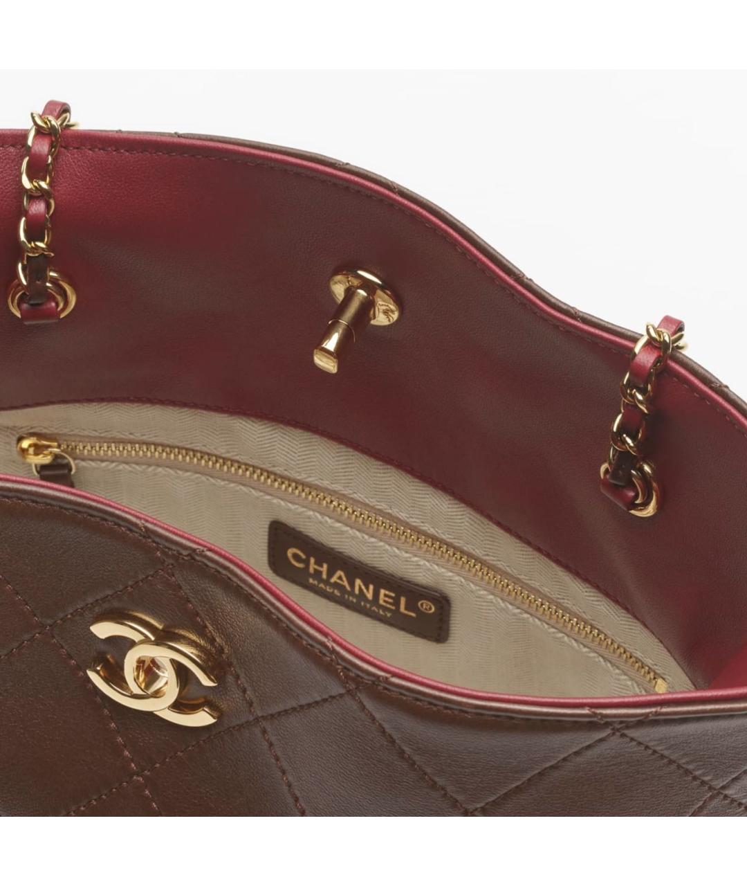 CHANEL Коричневая кожаная сумка тоут, фото 3