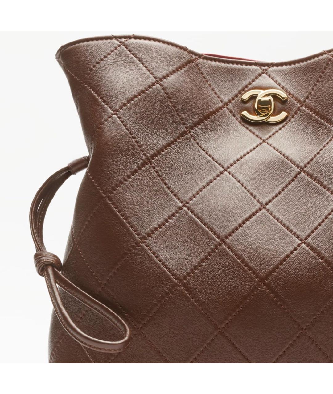CHANEL Коричневая кожаная сумка тоут, фото 4