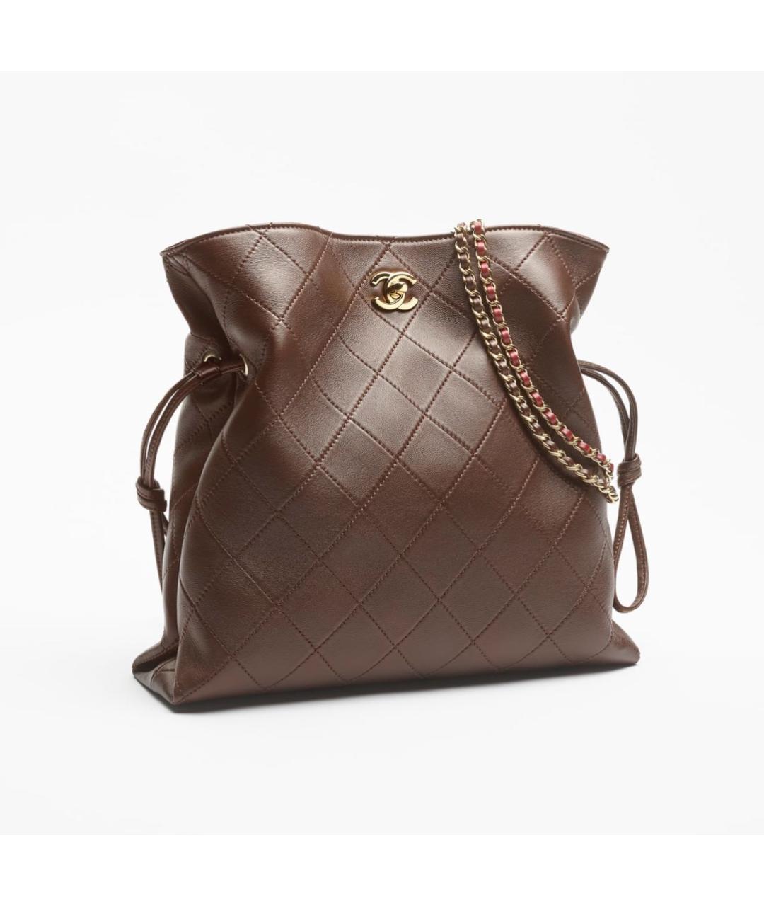 CHANEL Коричневая кожаная сумка тоут, фото 2