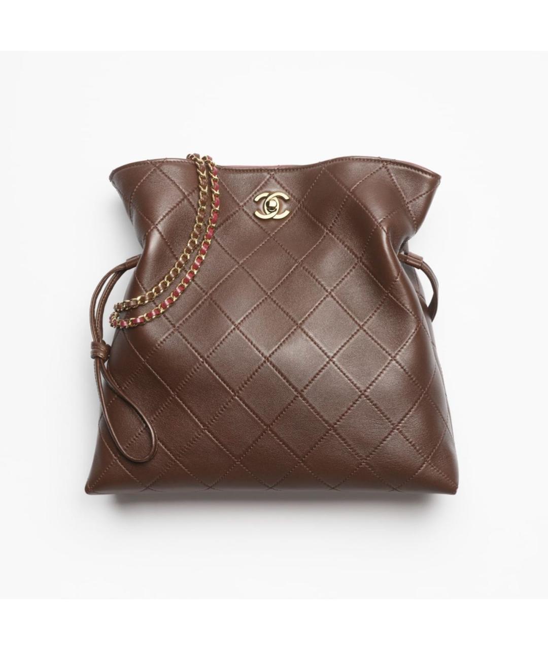 CHANEL Коричневая кожаная сумка тоут, фото 5