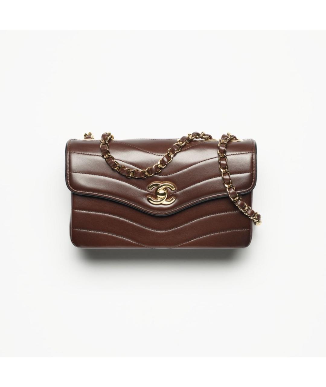 CHANEL Коричневая кожаная сумка через плечо, фото 5