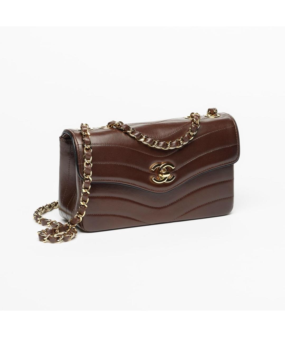 CHANEL Коричневая кожаная сумка через плечо, фото 2