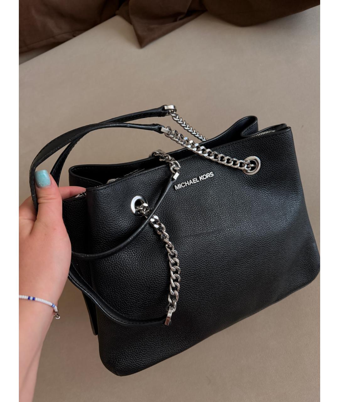 MICHAEL KORS Черная кожаная сумка с короткими ручками, фото 8