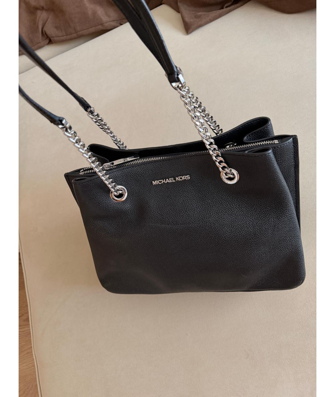 MICHAEL KORS Черная кожаная сумка с короткими ручками, фото 6
