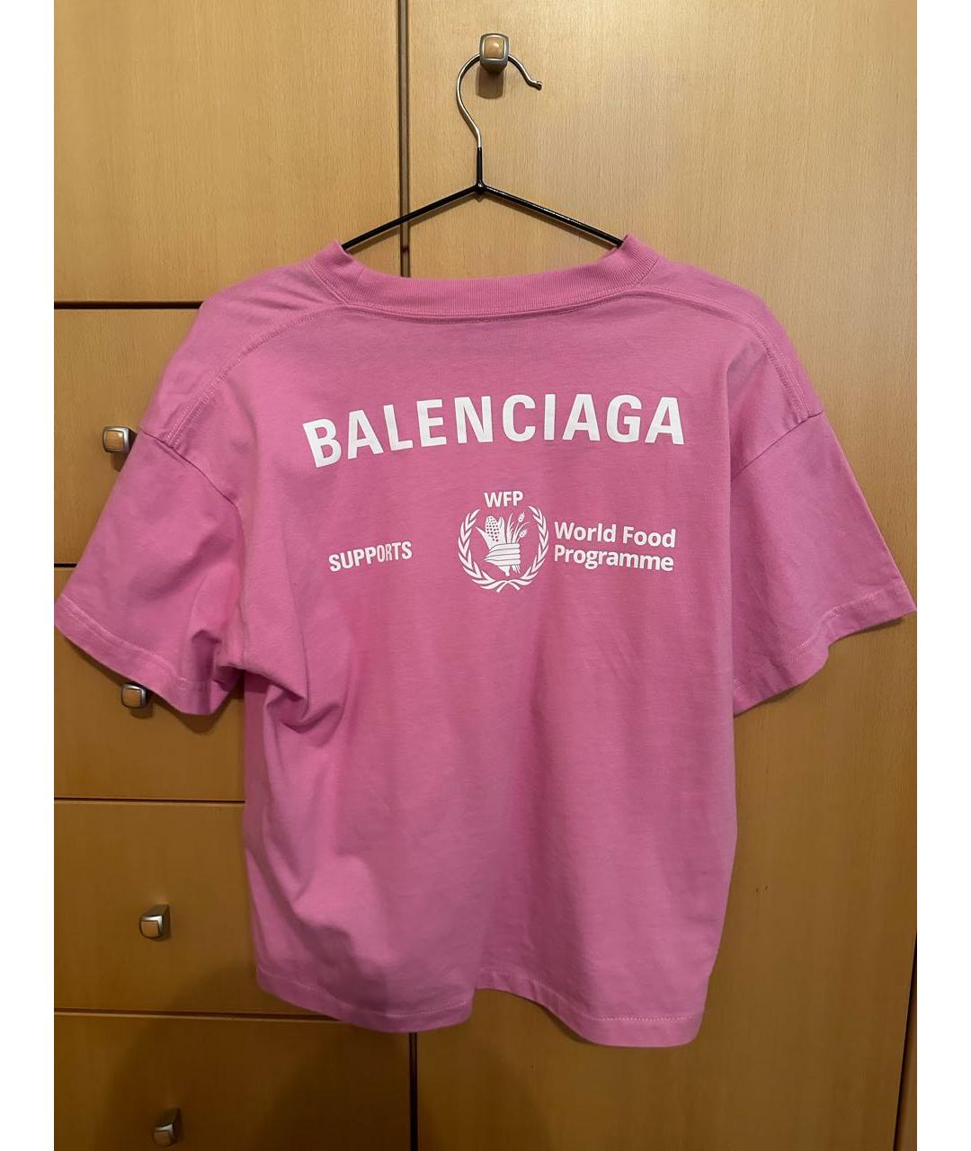 BALENCIAGA Розовая хлопковая футболка, фото 2
