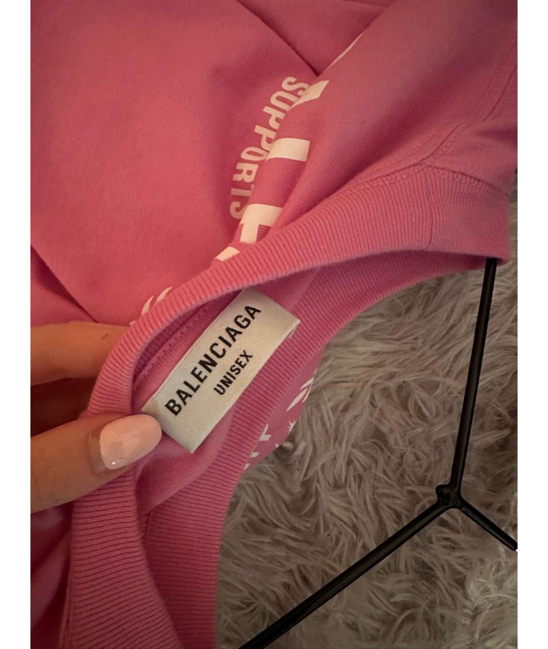 BALENCIAGA Розовая хлопковая футболка, фото 3