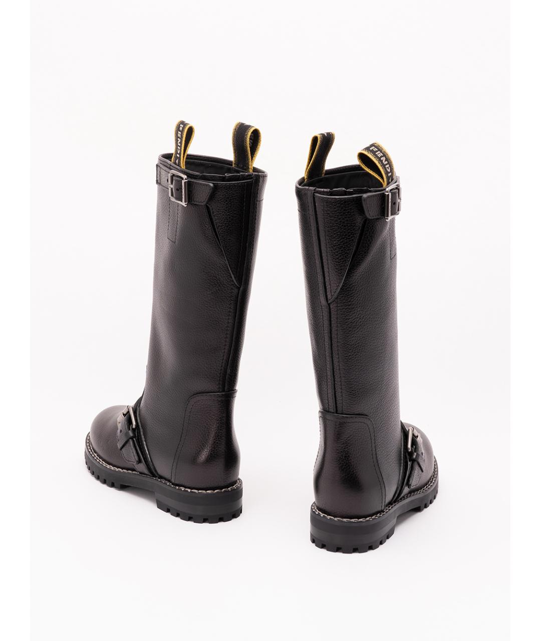 FENDI Черные кожаные сапоги, фото 3