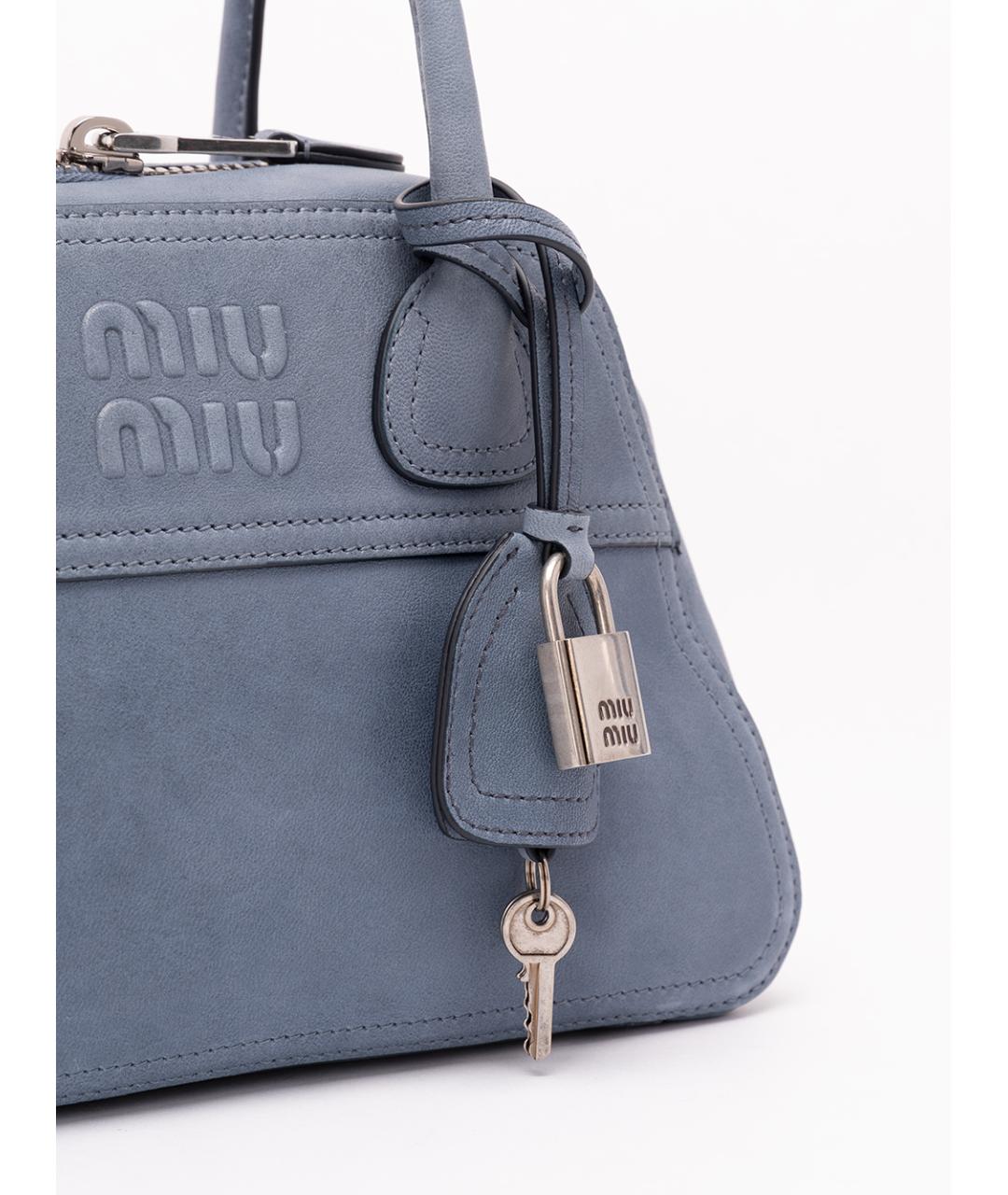 MIU MIU Голубая кожаная сумка тоут, фото 4