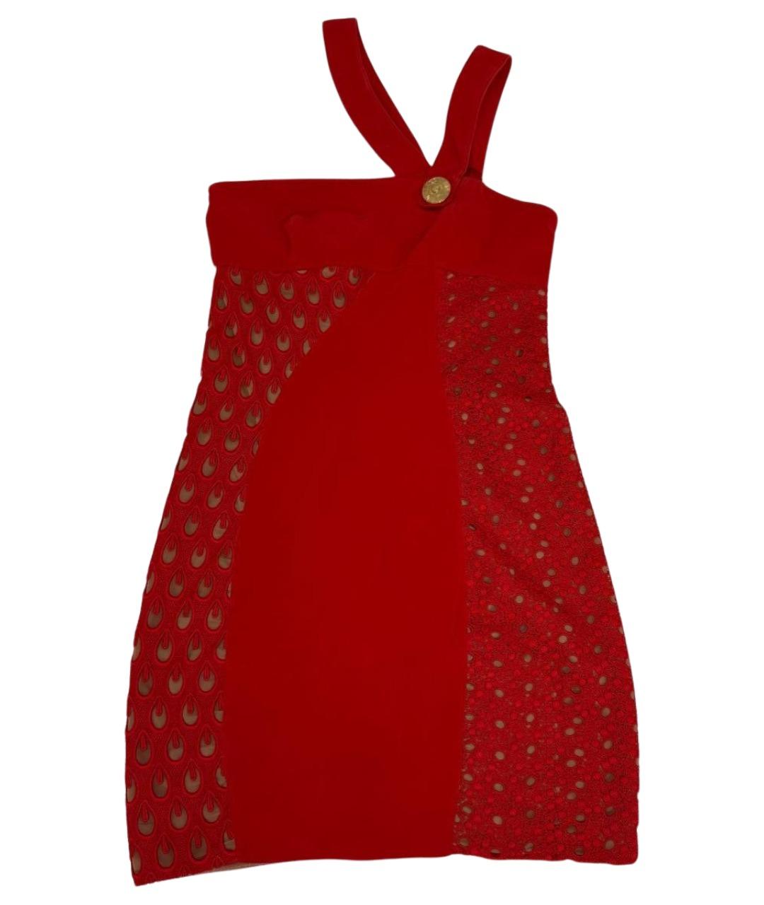 VERSACE Красное шелковое коктейльное платье, фото 1