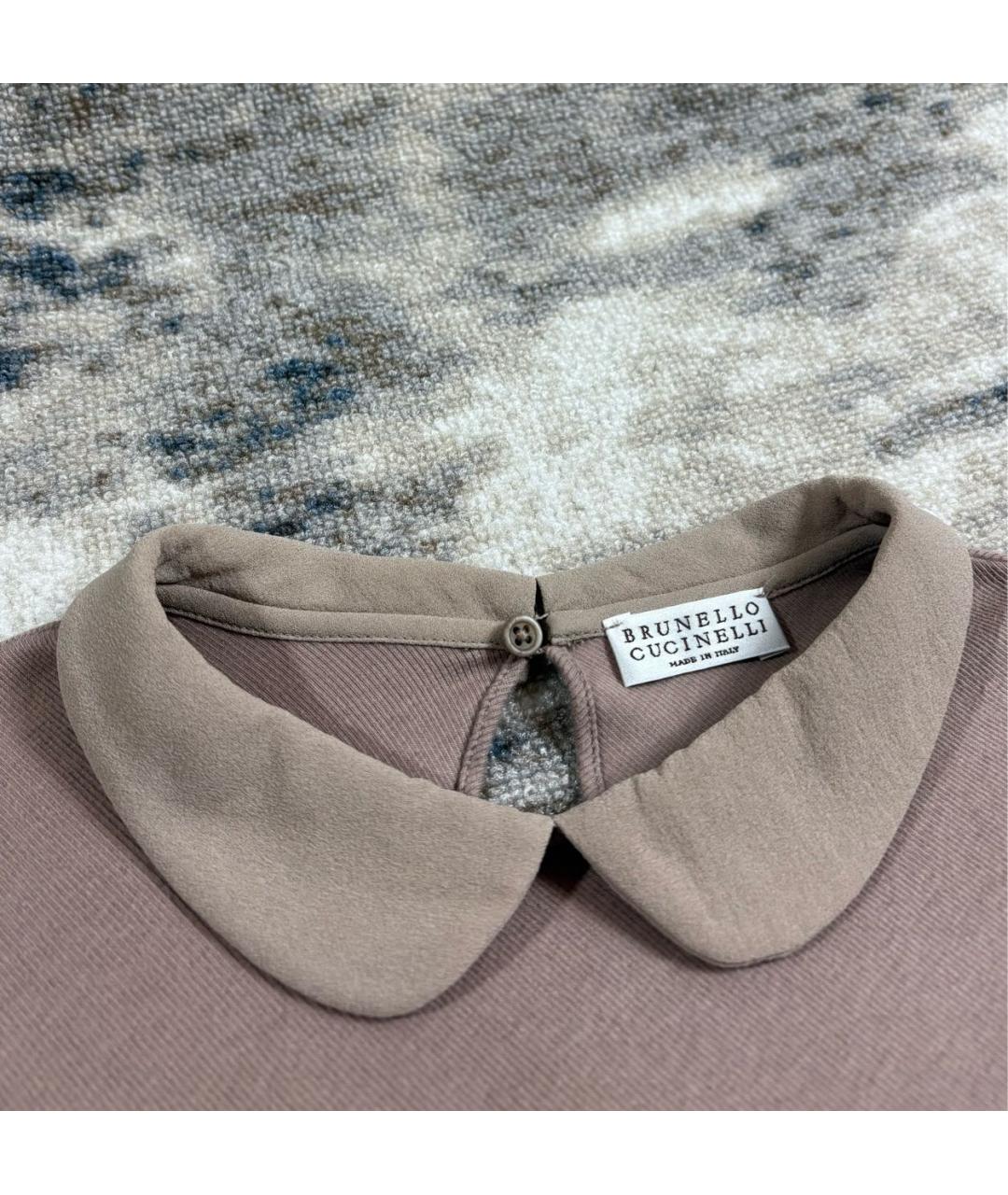 BRUNELLO CUCINELLI Коричневая хлопко-эластановая футболка, фото 4