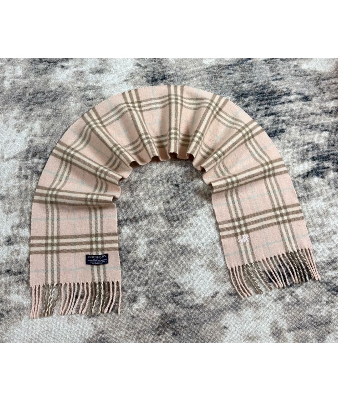 BURBERRY Розовый шерстяной шарф, фото 4