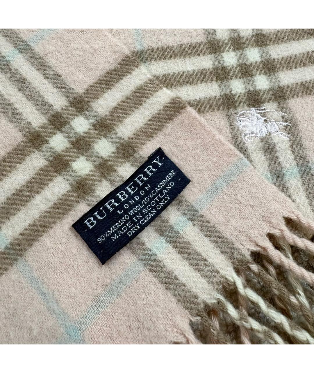 BURBERRY Розовый шерстяной шарф, фото 3