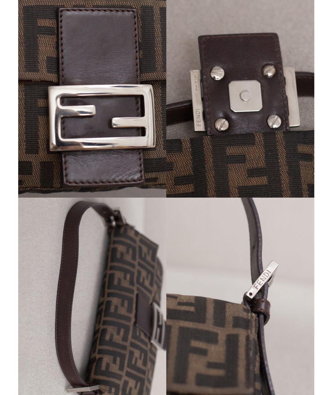 FENDI Коричневая сумка с короткими ручками из канвы, фото 7